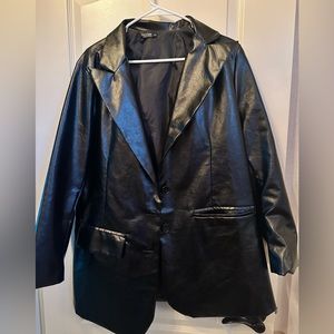 Shein Oversized Black Leather Jacker (Blazer Style)